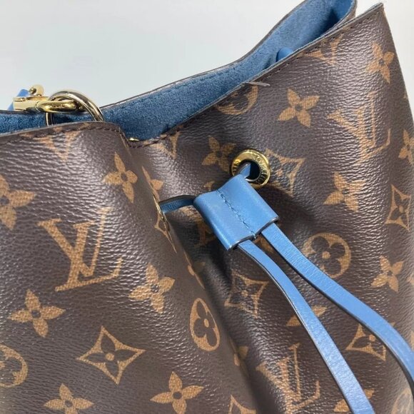 LOUIS VUITTON Monogram Neonoe Bucket type Shoulder Bag Brown x blue - Picture 8 of 16
